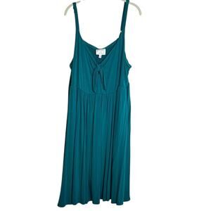 Torrid Super Soft Knit Dress 3X Teal Sleeveless Smocked Bodice Pockets Rayon